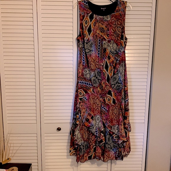 Roaman’s Multi-Print Dress with Sweater - Picture 3 of 5